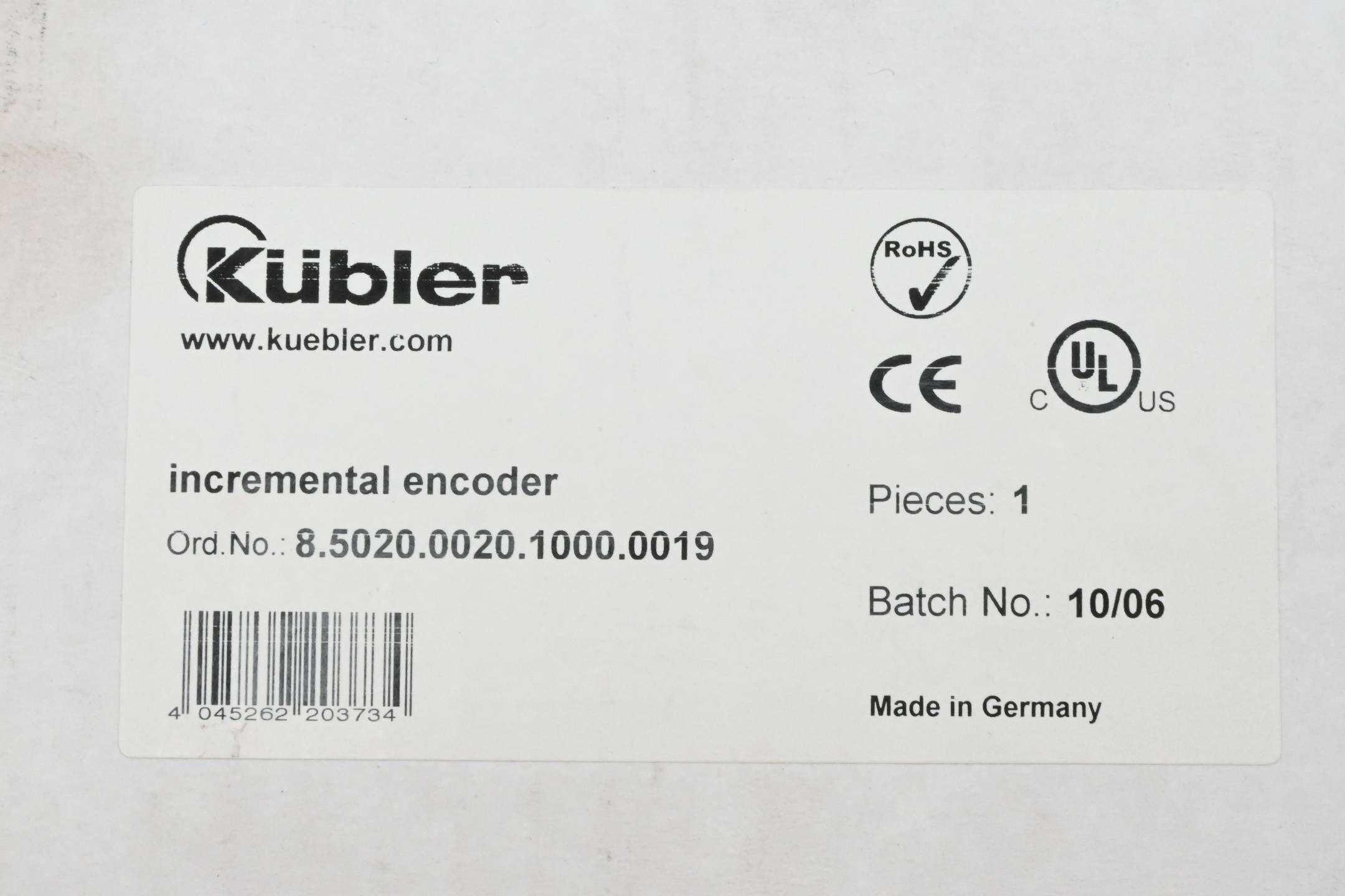 Kübler Encoder Drehgeber inkremental 8.5020.0020.1000.0019