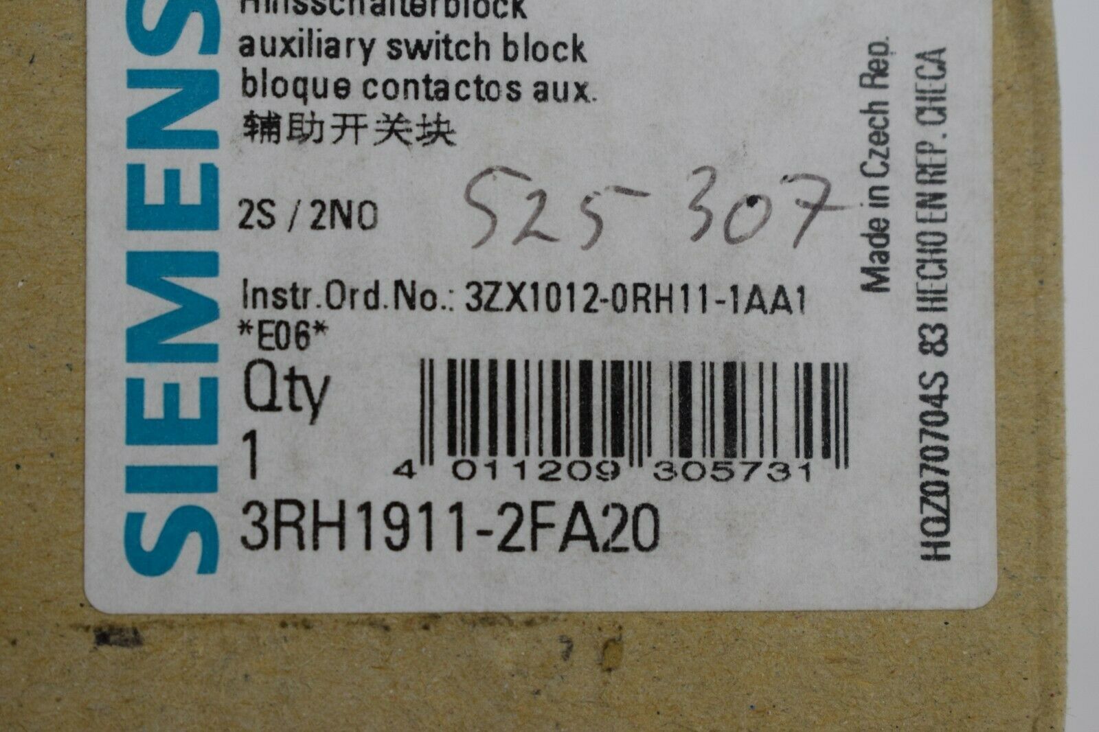 Siemens Hilfsschalterblock  3RH1911-2FA20 ( 3RH1 911-2FA20 )