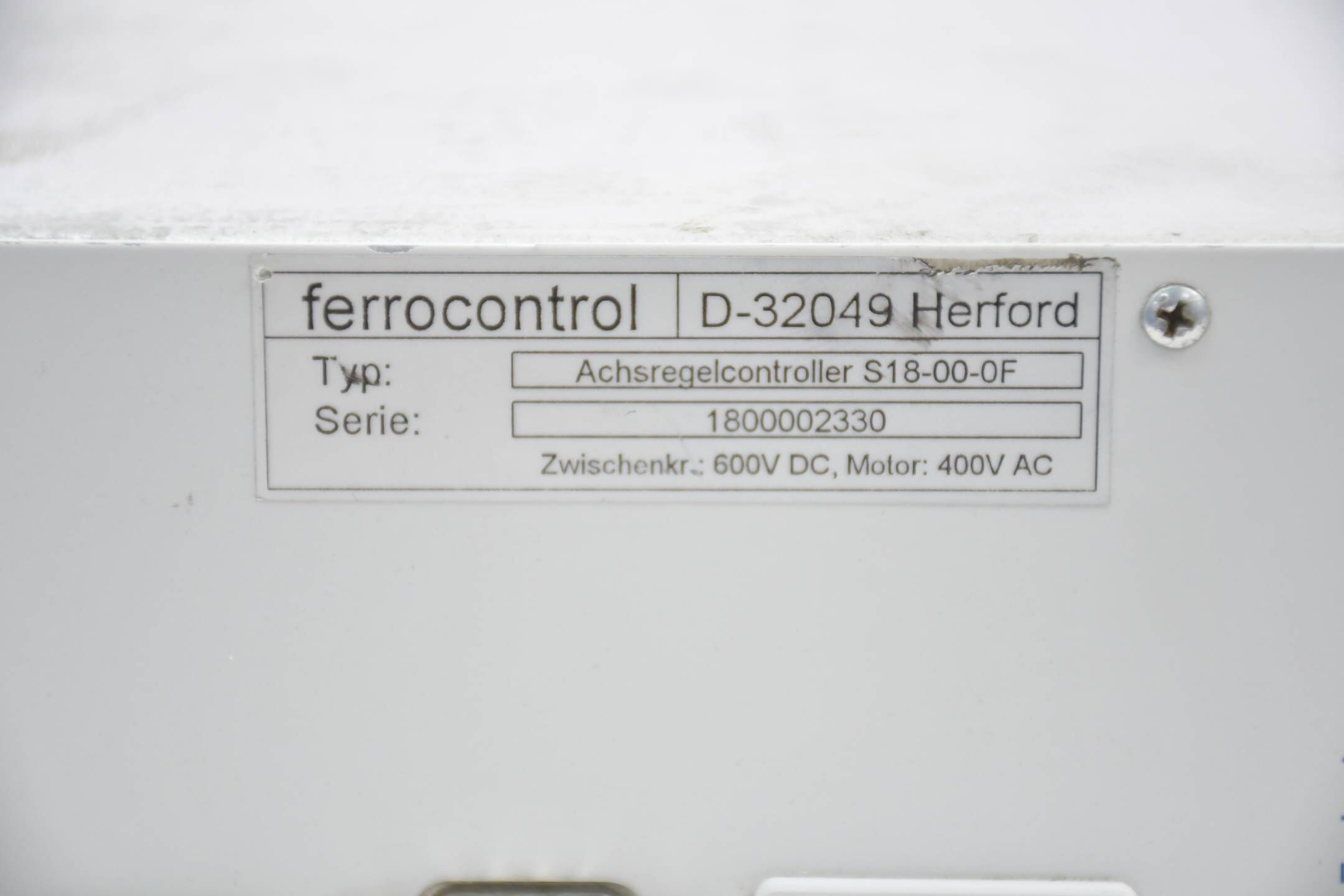 Ferrocontrol Achsregelcontroller S18-00-0F Zwischenkreis 600V DC Motor 400V AC