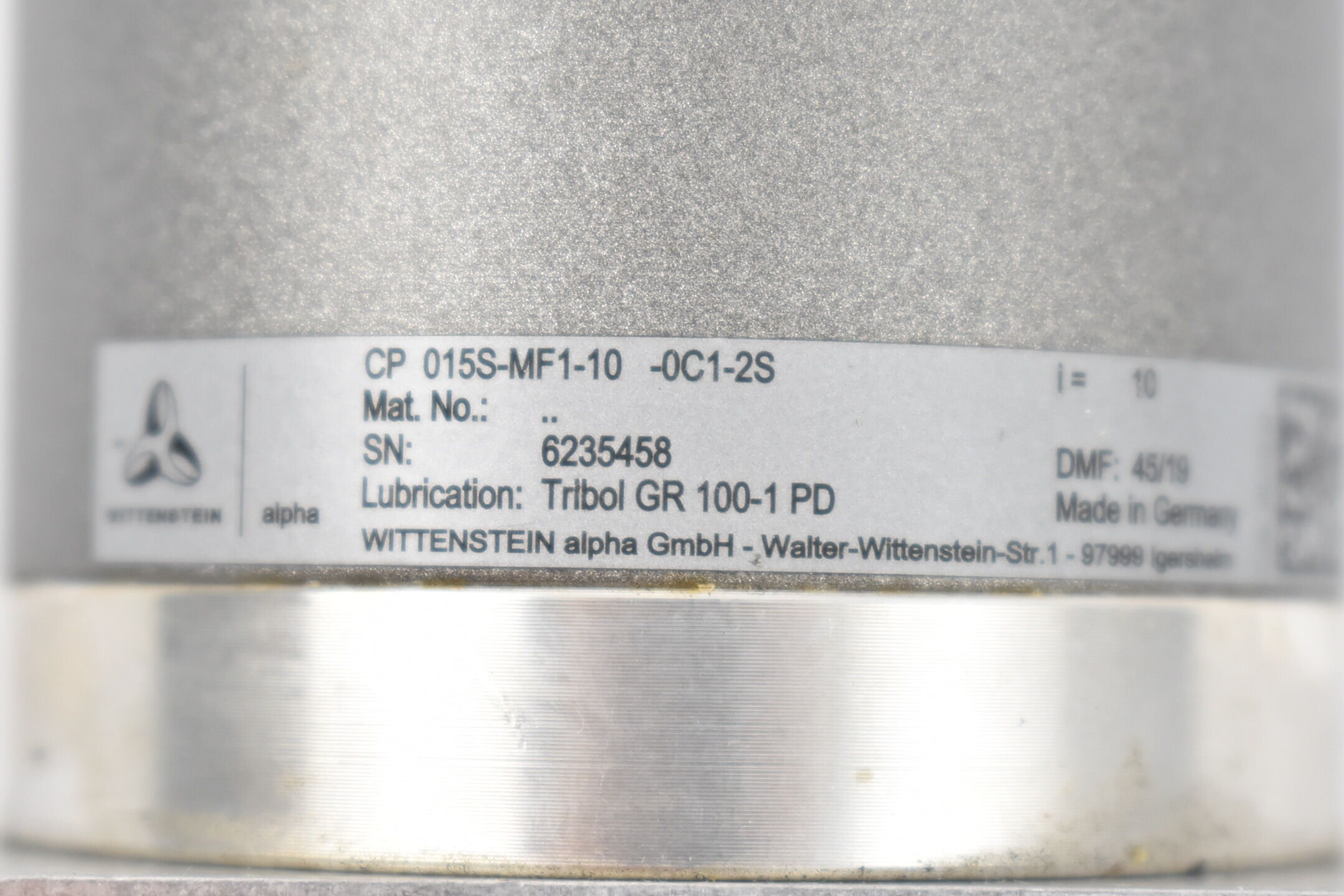 Siemens Simotics 1FL6034-2AF21-1AG1 + Wittenstein CP 015S-MF1-10-0C1-2S