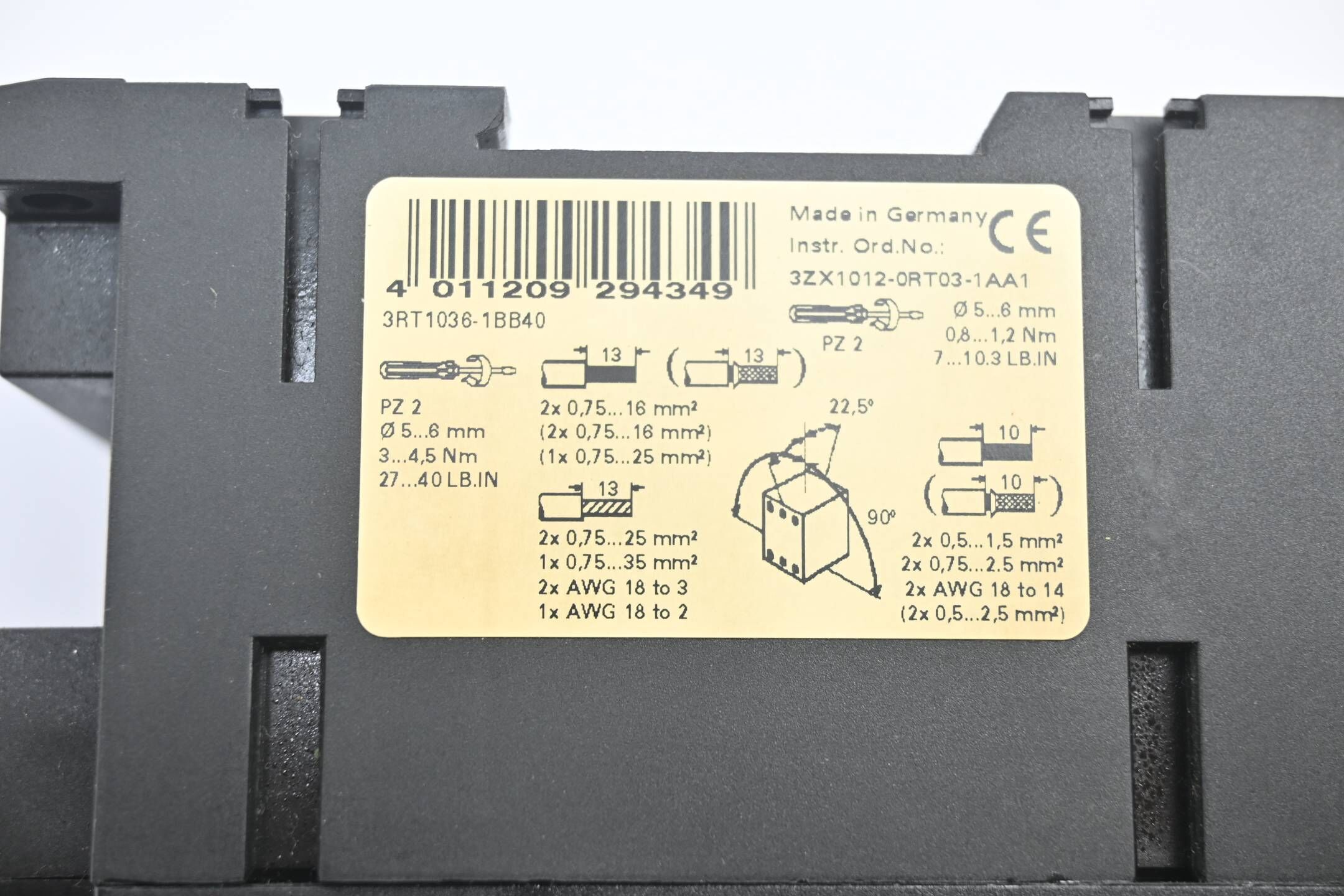 Siemens Sirius Leistungsschütz 3RT1036-1BB40 ( 3RT1 036-1BB40 )