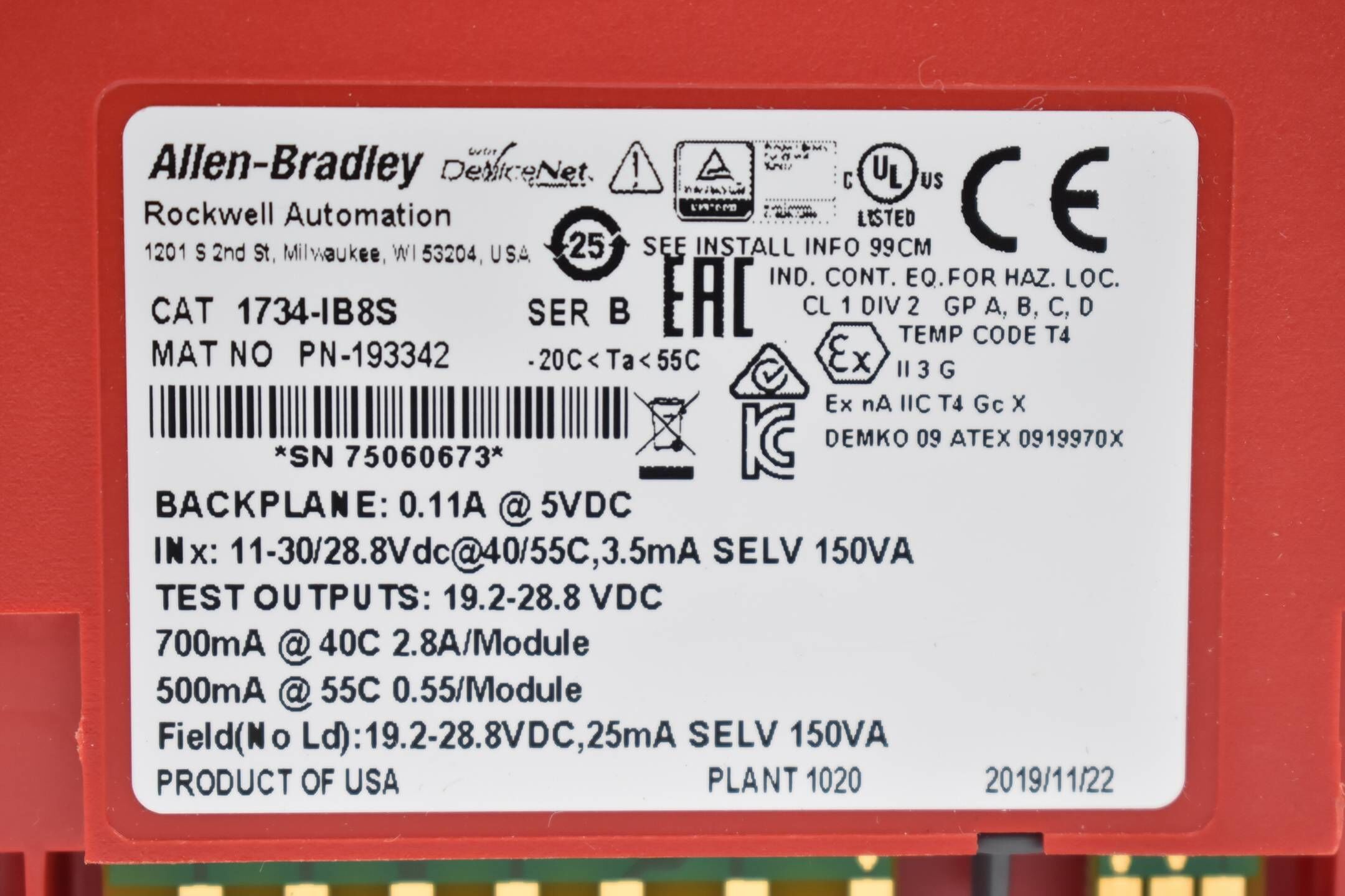 Allen-Bradley Safety Input Modul 1734-IB8S