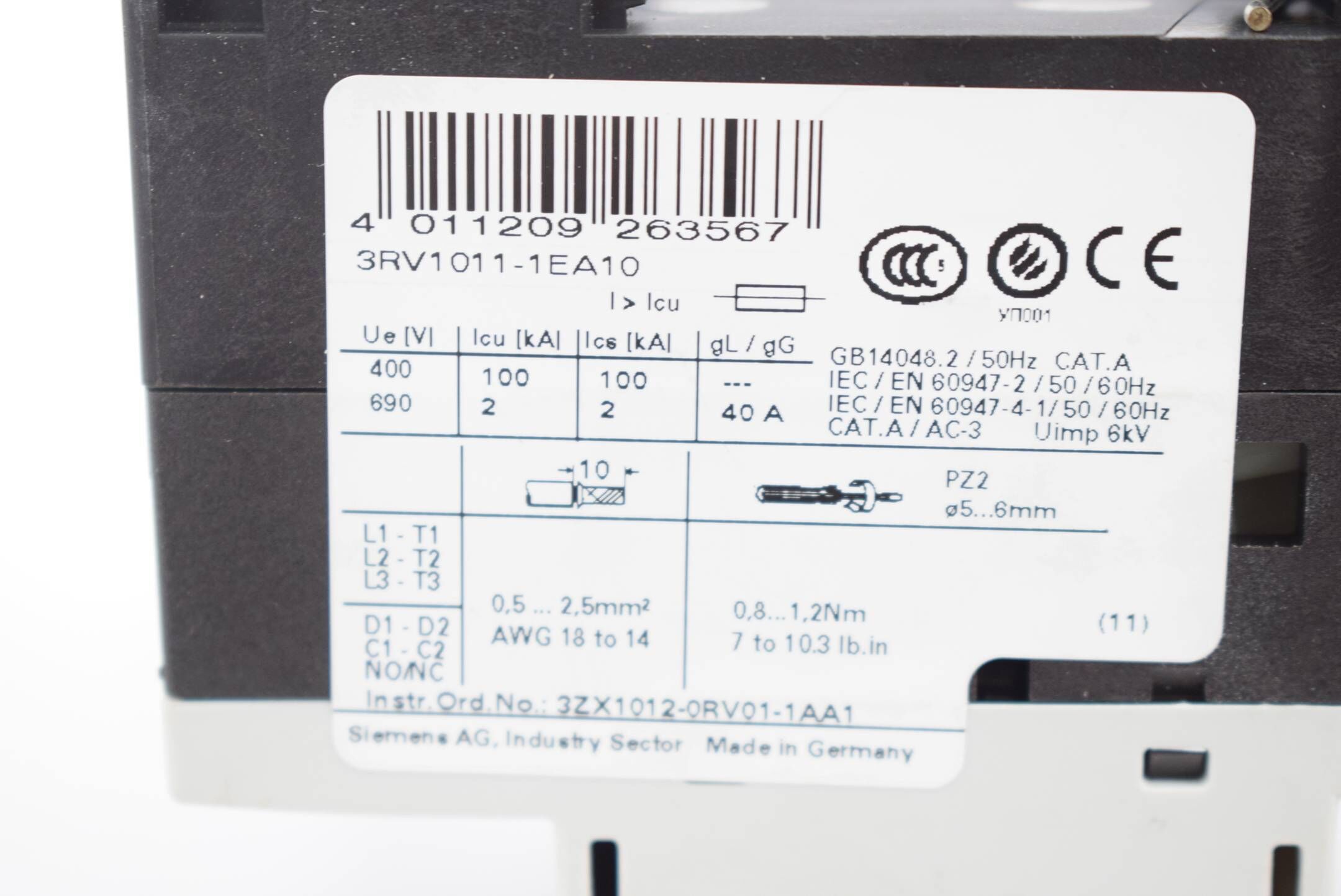 Siemens Sirius 3RV1011-1EA10 ( 3RV1 011-1EA10 )