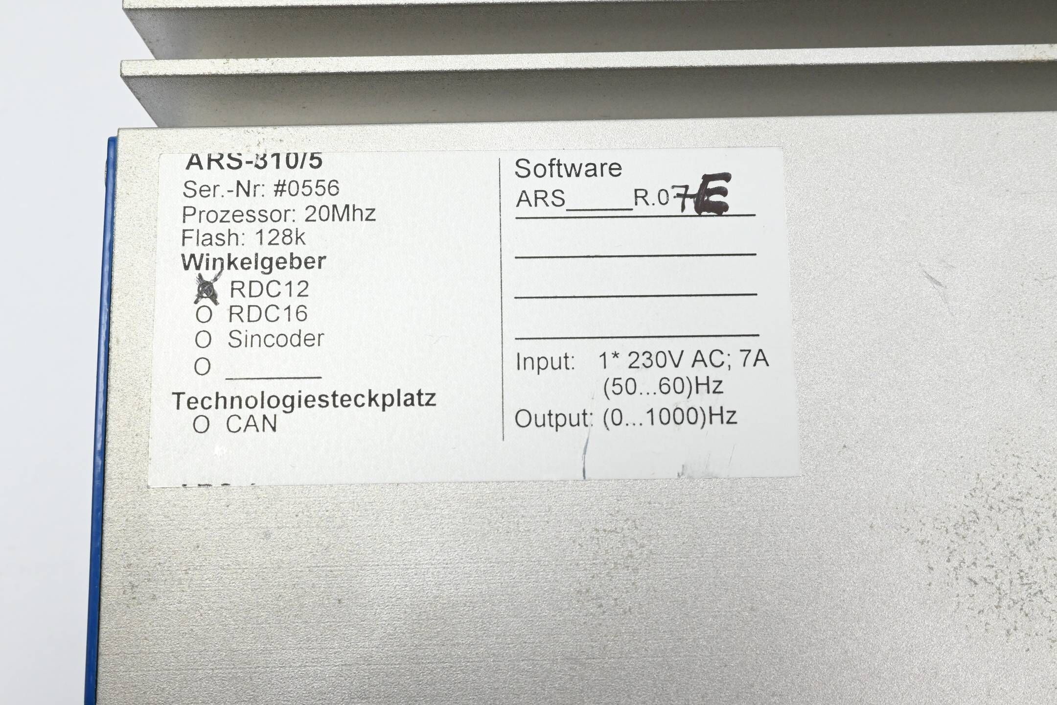 Metronix Servodrive Winkelgeber ARS-310/5 ( Software ARS_R.07E ) RDC12