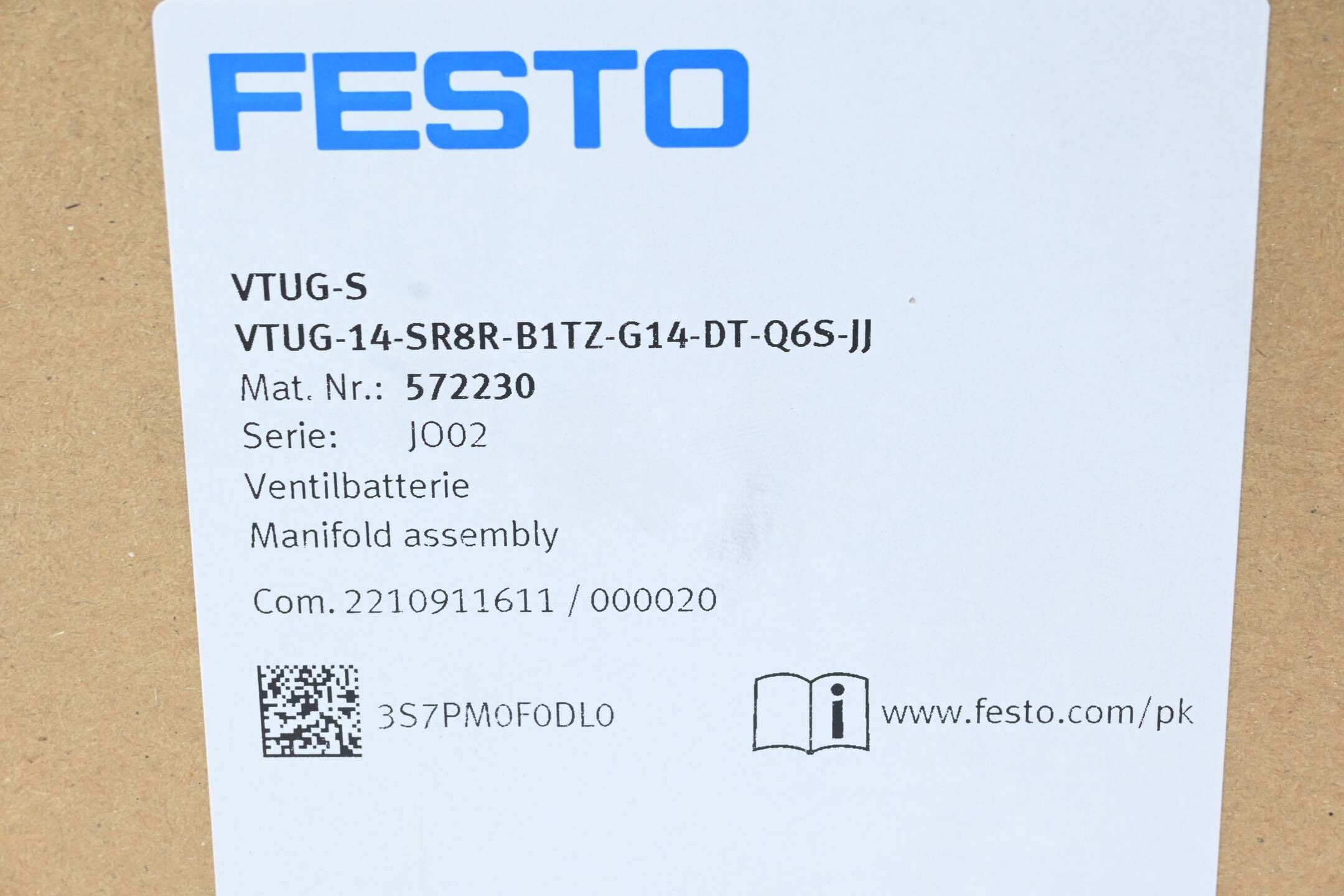 Festo Ventilbatterie VTUG-S ( VTUG-14-SR8R-B1TZ-G14-DT-Q6S-JJ ) 572230