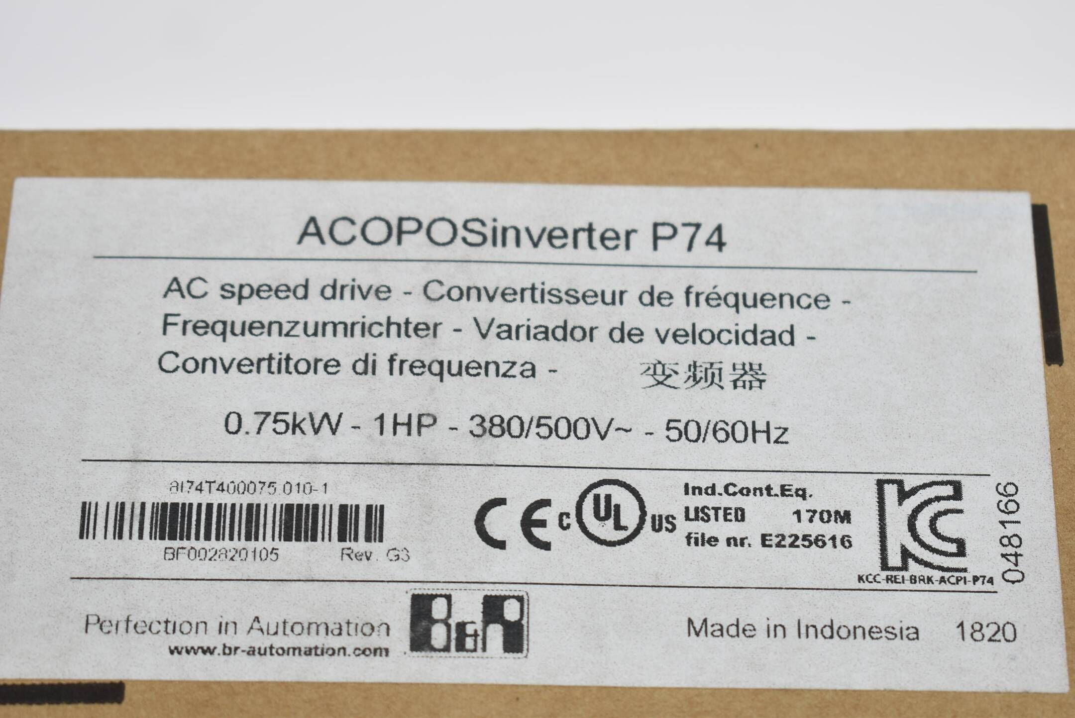 B&R Automation Frequenzumrichter 8I74T400075.010-1