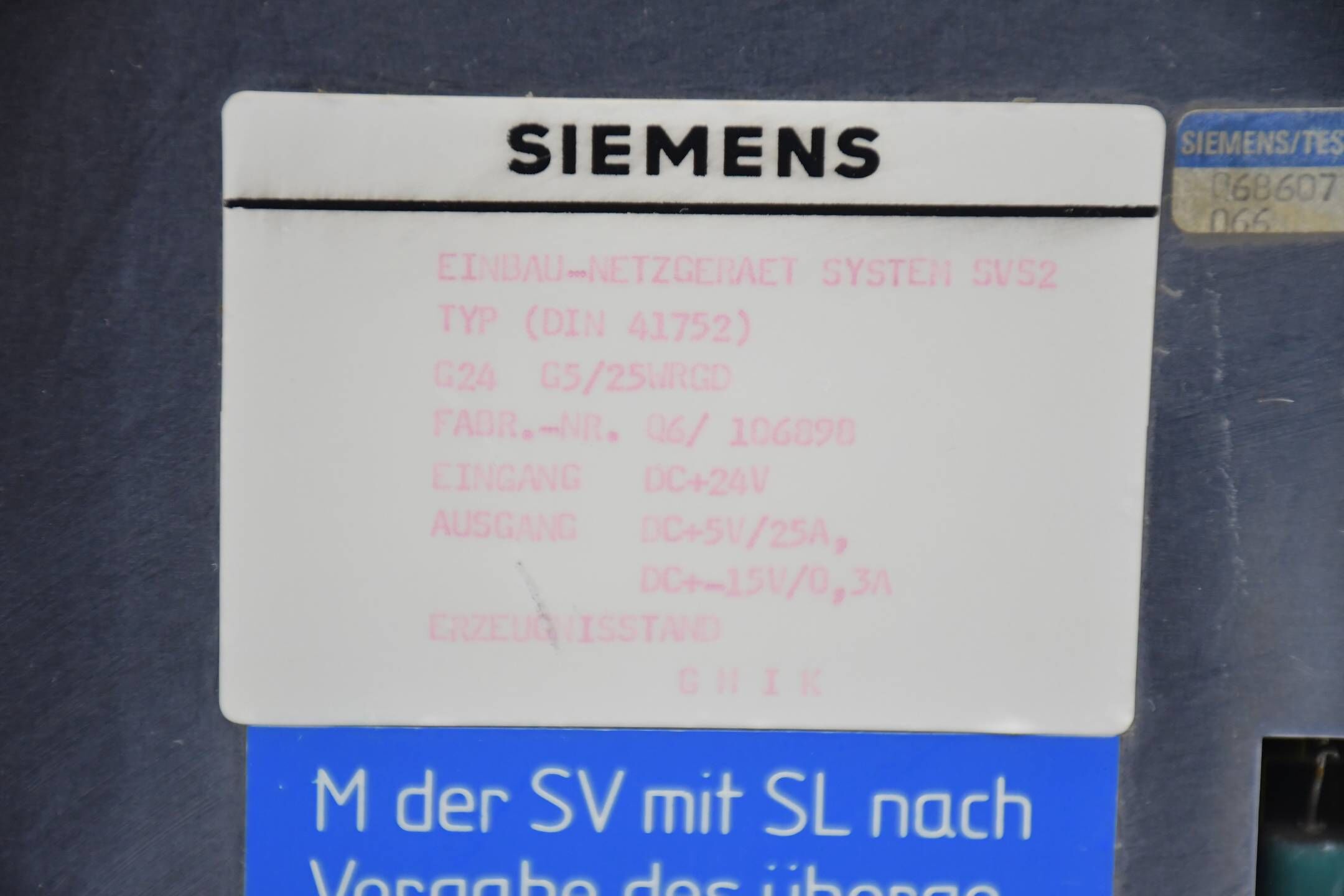 Siemens Einbau-Netzgerät System SVS2 ( DIN 41752 ) G24 G/25WRGD