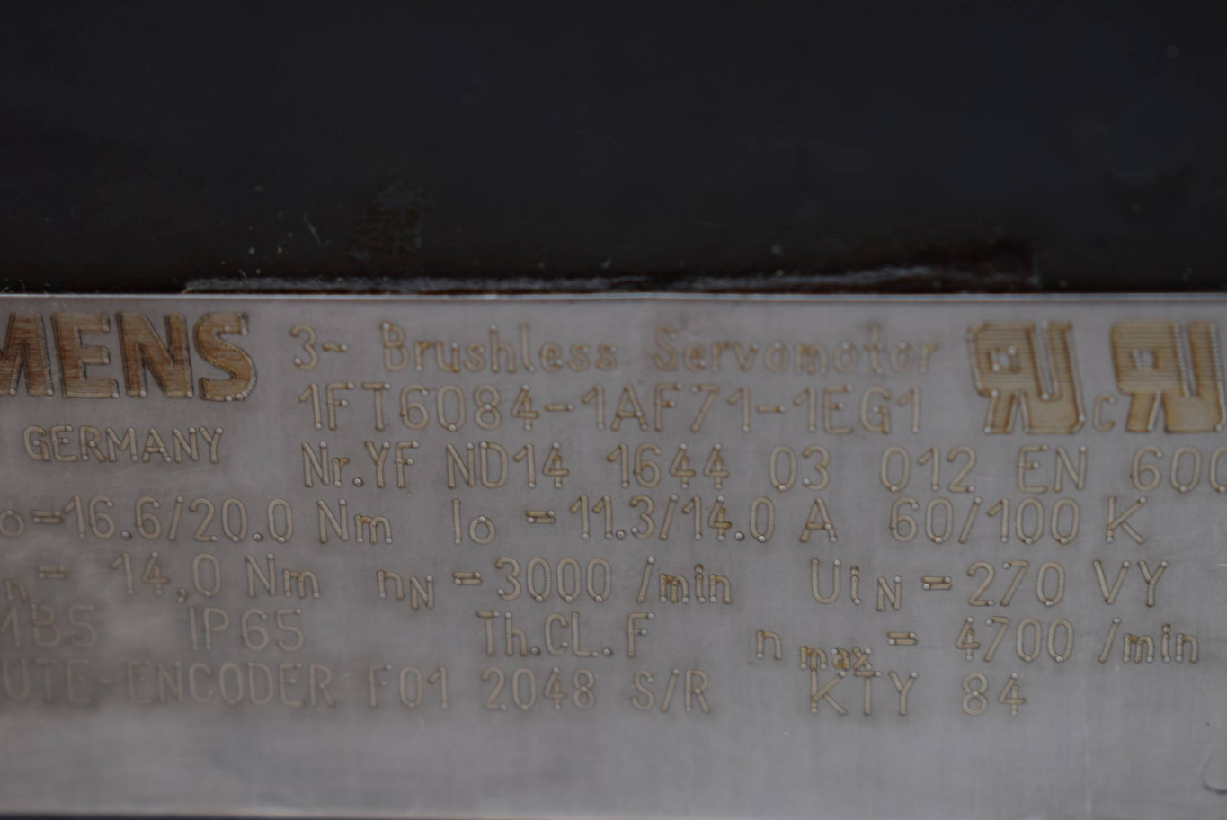 Siemens Brushless Servomotor 1FT6084-1AF71-1EG1 ( 1FT6 084-1AF71-1EG1 )