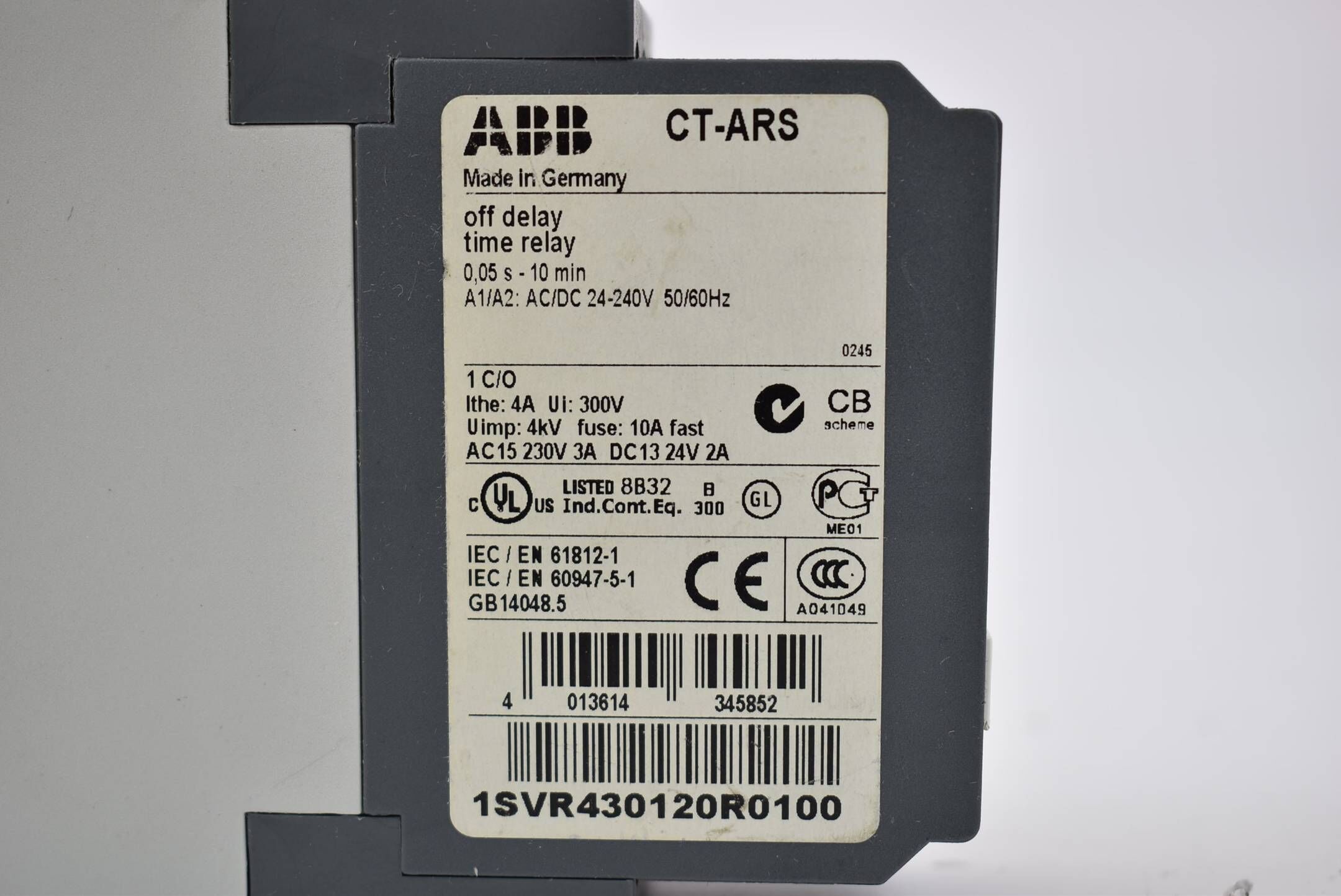 ABB Zeitrelais CT-ARS 0,05s-10min AC/DC 24-240V 50/60Hz 1SVR430120R0100