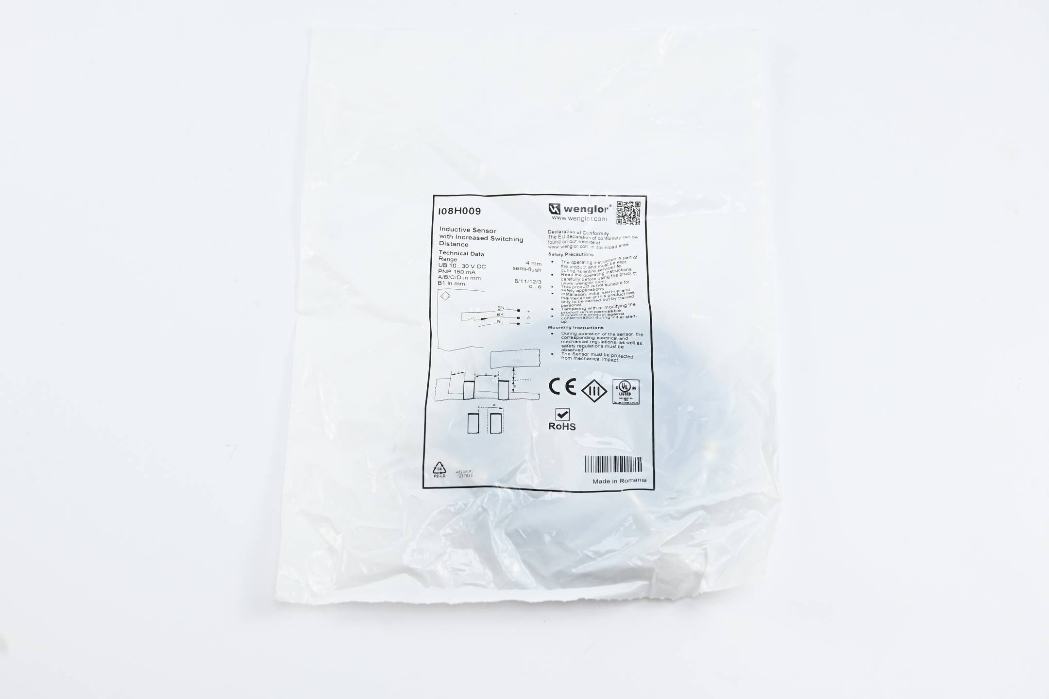 Wenglor Induktiver Sensor mit erhöhtem Schaltabstand I08H009