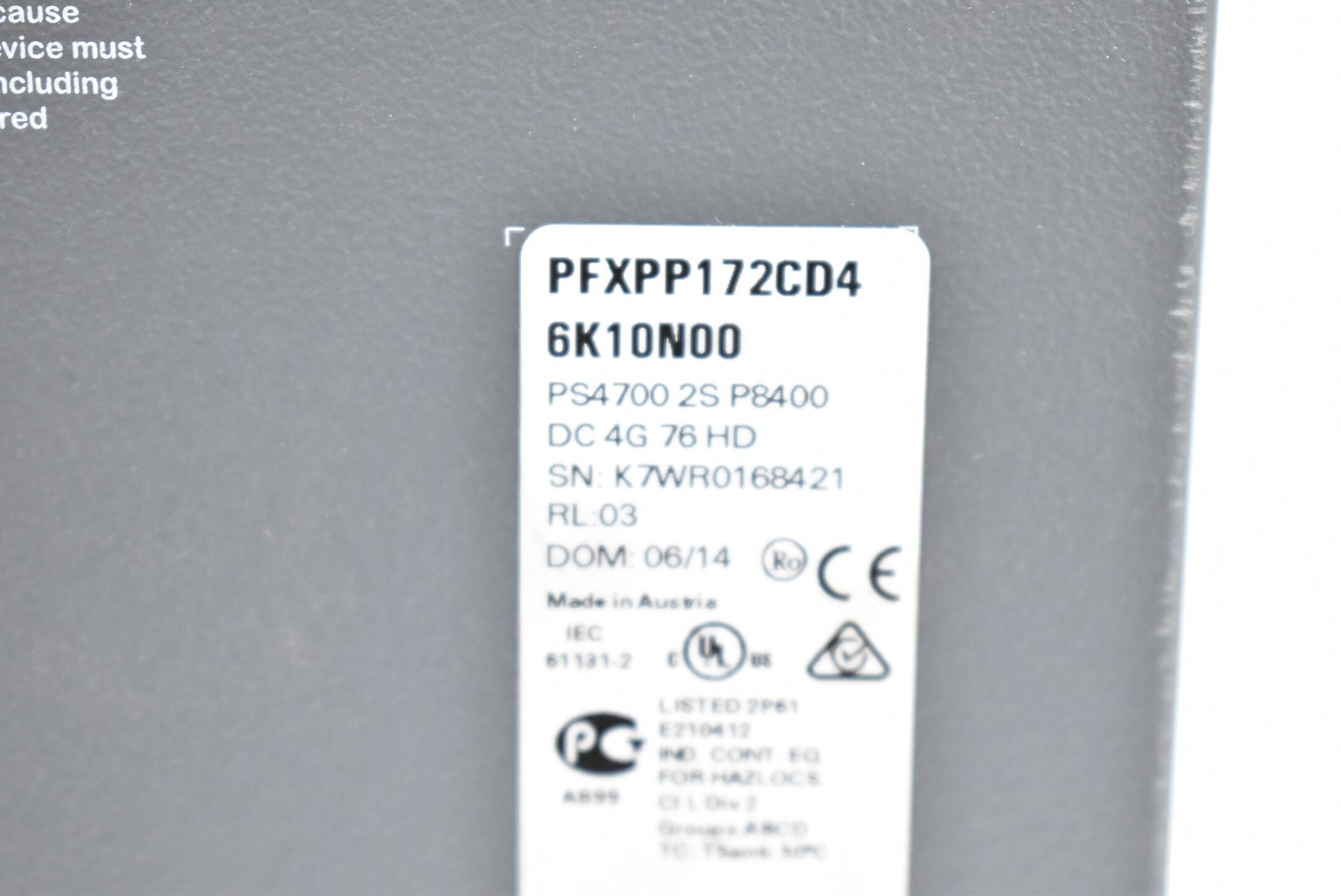 Pro-face PS4700 2S P8400 DC 4G 76 HD Panel PC PFXPP172CD4 ( 6K10N00 )