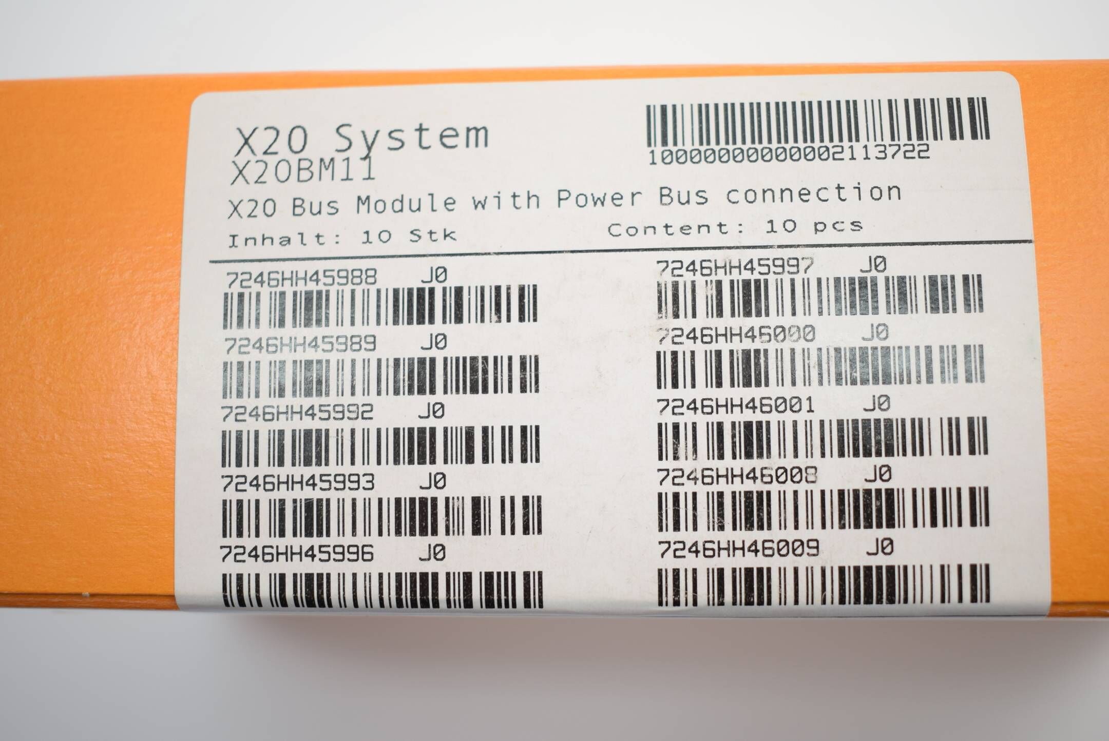B&R 10x X20 Bus Module mit Energie Bus Verbindung X20BM11 Rev. J0