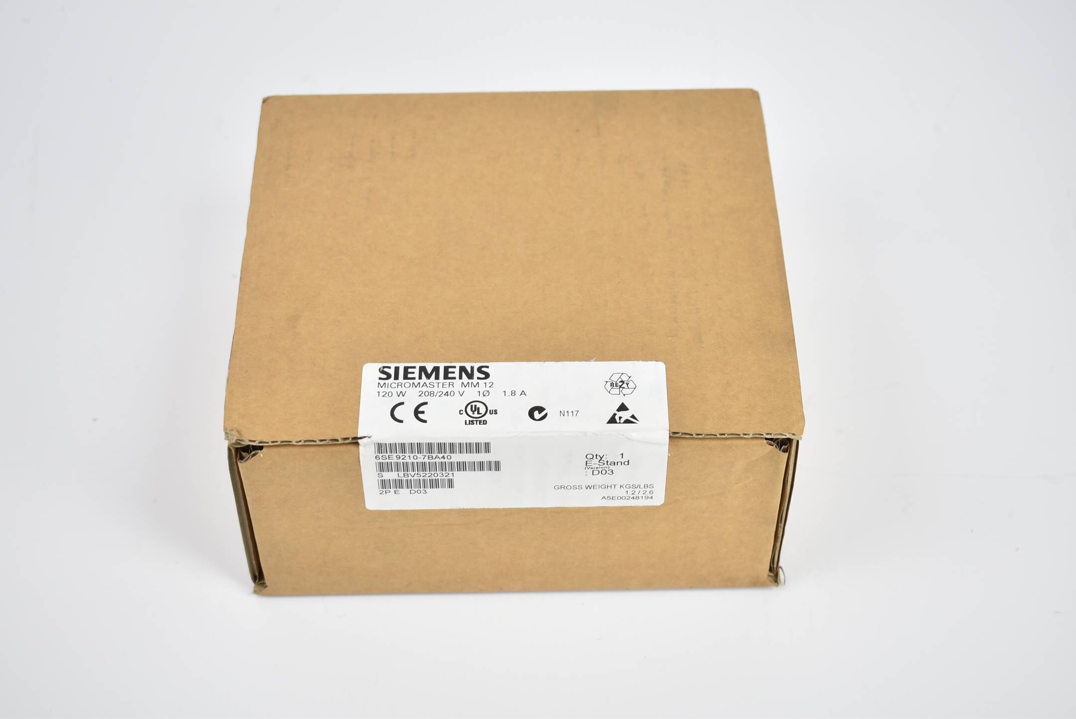 Siemens Micromaster 6SE9210-7BA40 ( 6SE9 210-7BA40 ) D03