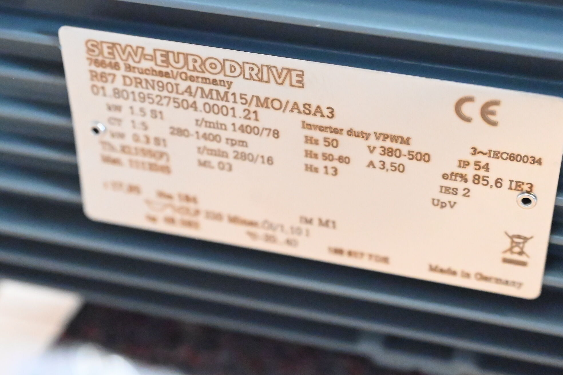 SEW-Eurodrive Getriebemotor R67 DRN90L4/MM15/MO/ASA3 ( R67DRN90L4/MM15/MO/ASA3 )