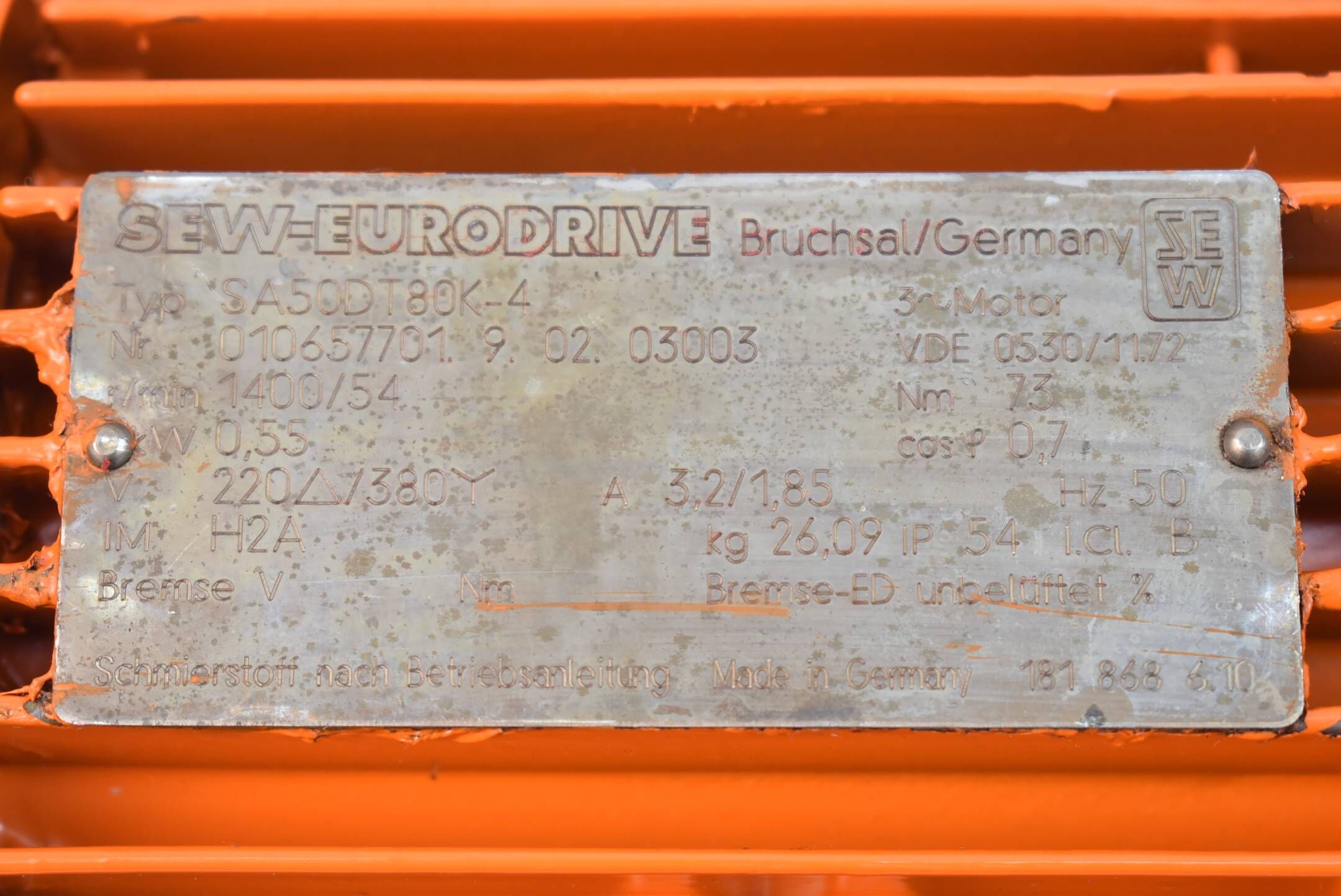 SEW eurodrive Getriebemotor SA50DT80K-4 ( 0,55kW 1400/54r/min. )