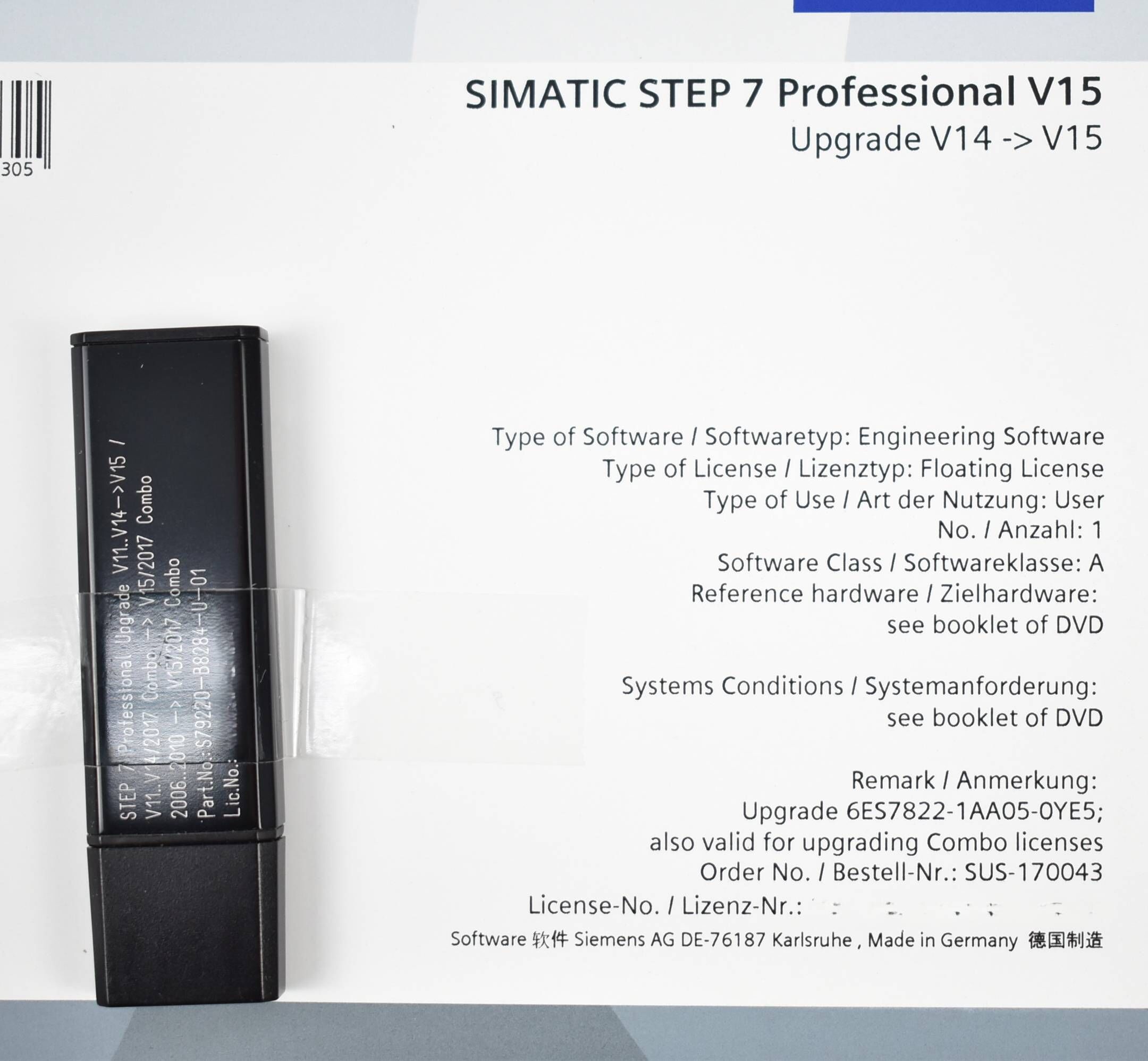 Siemens Simatic STEP 7 Professional V15 1P SUS-170043 ( 1PSUS-170043 )