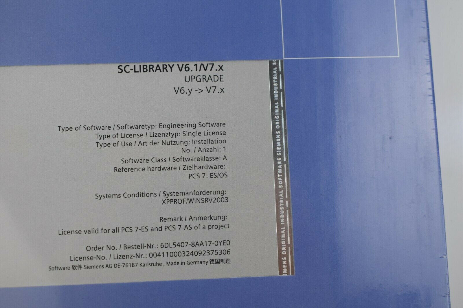 Siemens simatic S7 Software 6DL5 407-8AA17-0YE0 ( 6DL5407-8AA17-0YE0 )